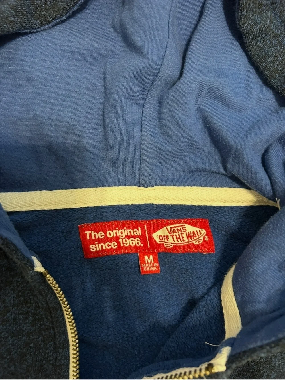 Vans Boys Navy Zip Up Hoodie Sweatshirt Size Medium